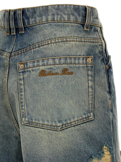 Shop Balmain Vintage Denim Shorts In Blue