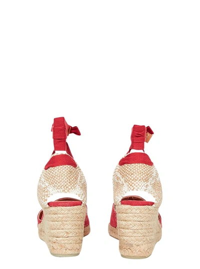Shop Castaã±er Red Espadrillas With Wedge Heel In Cotton Woman