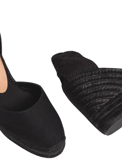 Shop Castaã±er Black Carina Espadrille Sandals With Wedge Heel In Cotton Woman