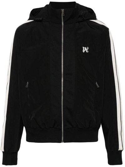 Shop Palm Angels Pa-monogram Hooded Jacket In Black Off White