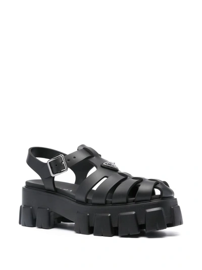 Shop Prada 55mm Caged Platform Sandals In Nero