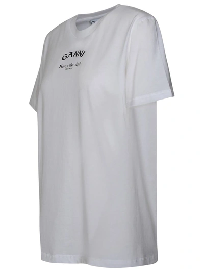 Shop Ganni '' White Cotton T-shirt