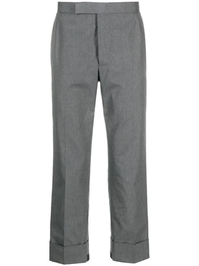 Shop Thom Browne Fit 1 Gg Backstrap Trouser In Typewriter Cloth Clothing In Grey