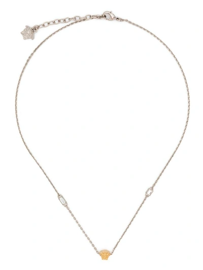 Shop Versace Metal Rhinestone Necklace Accessories In Grey