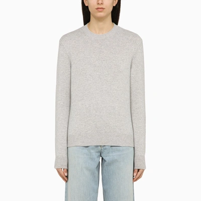 Shop Bottega Veneta Melange Cashmere Sweater With Appliqués In Grey