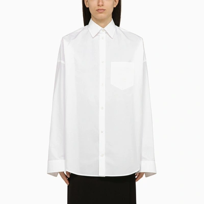 Shop Balenciaga | White Cotton Shirt With Logo