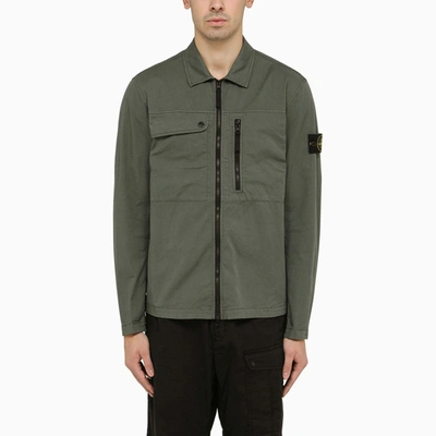 Shop Stone Island | Shirt Jacket In Moss-coloured Technical Cotton In Green