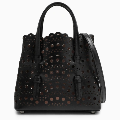 Shop Alaïa Mina 16 Black Leather Bag