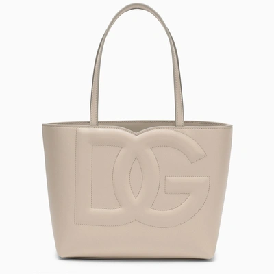 Shop Dolce & Gabbana Ivory Leather Tote Bag In Grey