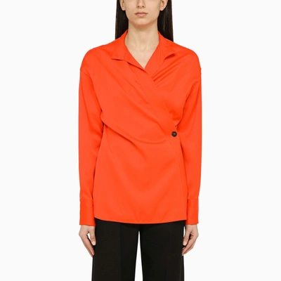 Shop Ferragamo | Shirt With Asymmetrical Closure Orange In Brown