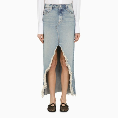 Mother The Ditcher Maxi Super Frayed Skirt In Light Blue