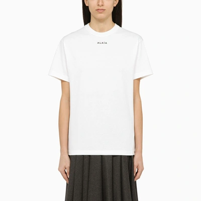 Shop Alaïa | White Crew-neck T-shirt With Logo