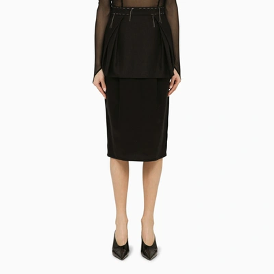 Shop Maison Margiela Black Silk-blend Work-in-progress Skirt