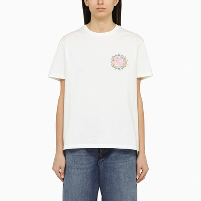 Shop Etro | White Crew-neck T-shirt With Logo In Cotton