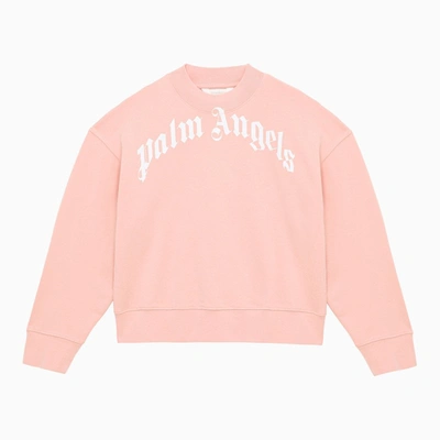 Shop Palm Angels Pink Cotton Sweatshirt With Logo
