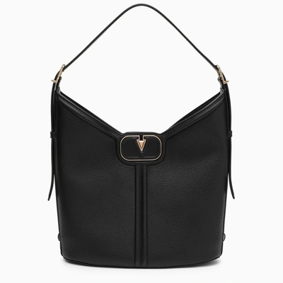 Shop Valentino Black Vlogo Shoulder Bag In Leather