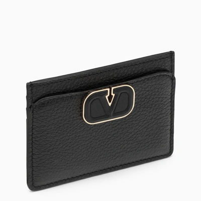Shop Valentino Vlogo Black Leather Card Holder