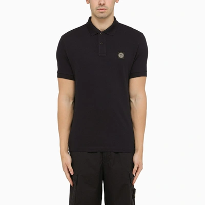 Shop Stone Island | Navy Short-sleeved Polo Shirt With Logo In Blue