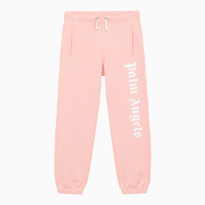 Shop Palm Angels Pink Jogging Trousers With Logo