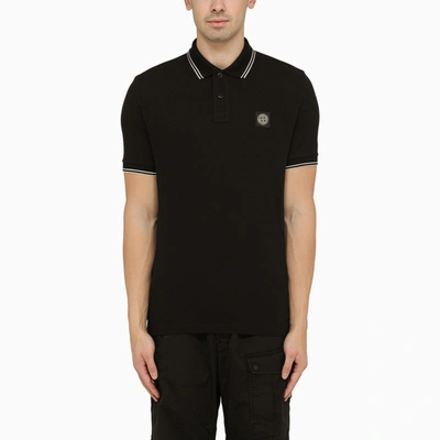 Shop Stone Island | Black Short-sleeved Polo Shirt With Logo