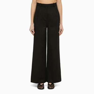 Shop Loulou Studio | Black Cotton And Linen Trousers