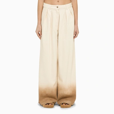 Shop Alanui | Wide Ivory Denim Trousers In White