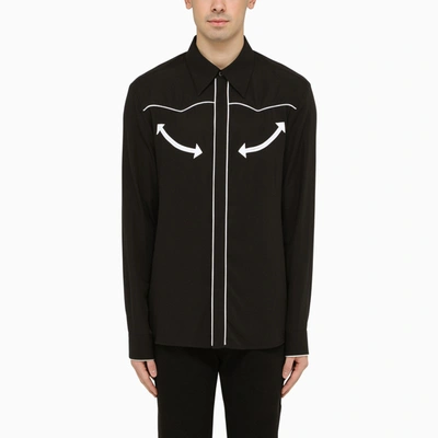 Shop Balmain Black Shirt With Contrasting Arrows