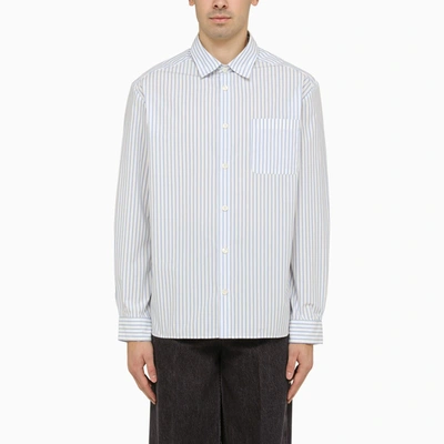 Shop Apc White And Light Blue Striped Shirt