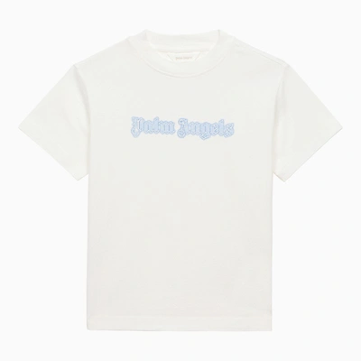 Shop Palm Angels White Cotton T-shirt With Logo