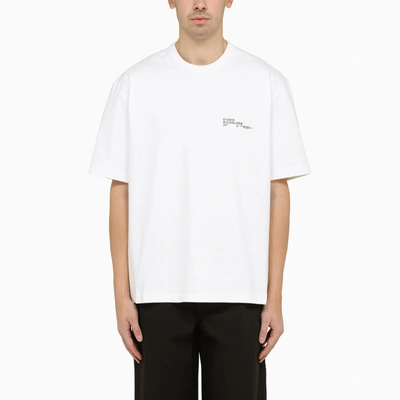 Shop Studio Nicholson White Oversize Crewneck T-shirt With Logo