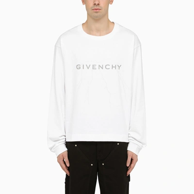 Shop Givenchy Black Logoed Crew-neck Sweatshirt In White