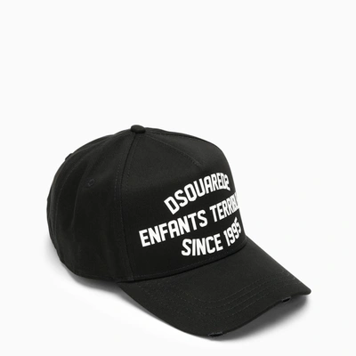 Shop Dsquared2 | Black Visor Hat With Logo Inscription