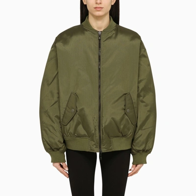 Shop Wardrobe.nyc | Military Green Nylon Bomber Jacket