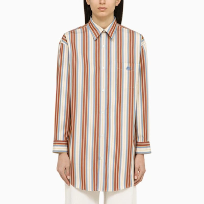 Shop Etro Striped Silk Shirt In Multicolor