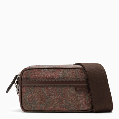 Shop Etro Paisley Mini Bag In Coated Canvas In Brown