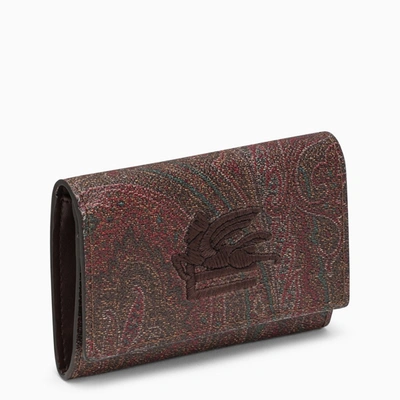 Shop Etro Paisley Wallet In Coated Canvas In Brown
