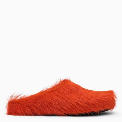 Shop Marni | Orange Fur Low Mules