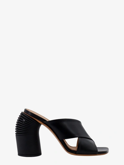 Off-white Leather Criss Cross Spring Mules With Statement Heel 10 Cm In Black