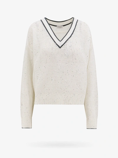Shop Brunello Cucinelli Sweater In White
