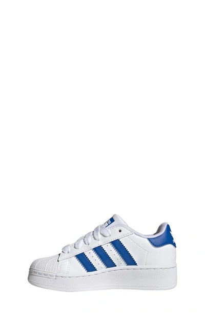 Shop Adidas Originals Kids' Superstar Xlg Lifestyle Sneaker In Ftwr White/ Blue/ Ftwr White