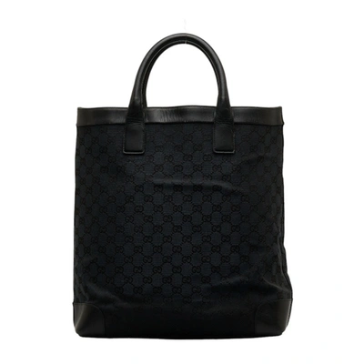 Shop Gucci Gg Canvas Black Canvas Tote Bag ()