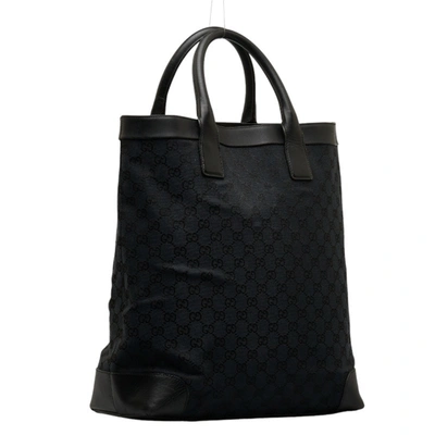 Shop Gucci Gg Canvas Black Canvas Tote Bag ()