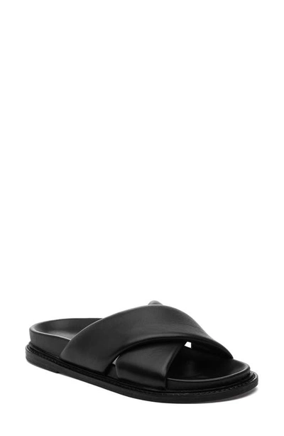 Shop J/slides Nyc Roland Slide Sandal In Black Leather