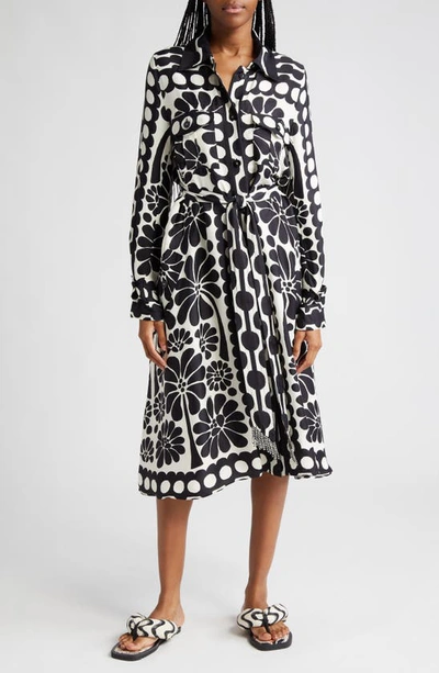 Shop Farm Rio Palermo Long Sleeve Belted Shirtdress In Off-white