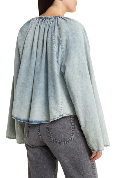 Shop Frame Tie Neck Denim Top In Aries