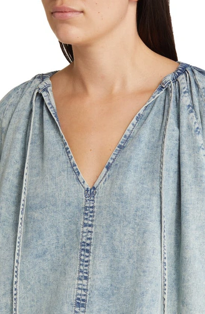 Shop Frame Tie Neck Denim Top In Aries