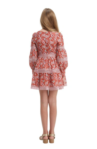 Shop Bardot Junior Kids' Carminia Floral Long Sleeve Party Dress In Red Floral