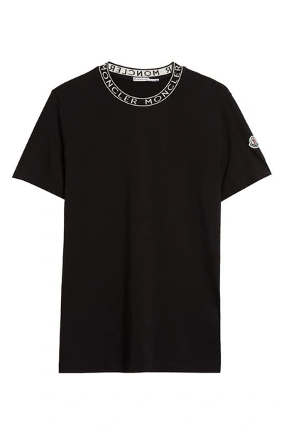 Shop Moncler Logo Jacquard Crewneck T-shirt In Black