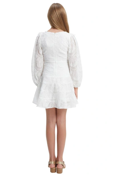 Shop Bardot Junior Kids' Loretta Sequin Embroidered Long Sleeve Chiffon Party Dress In Ivory