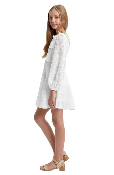 Shop Bardot Junior Kids' Loretta Sequin Embroidered Long Sleeve Chiffon Party Dress In Ivory